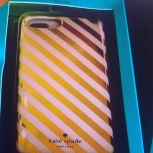 Kate Spade Yellow and White Diagonal Stripe Phone Case